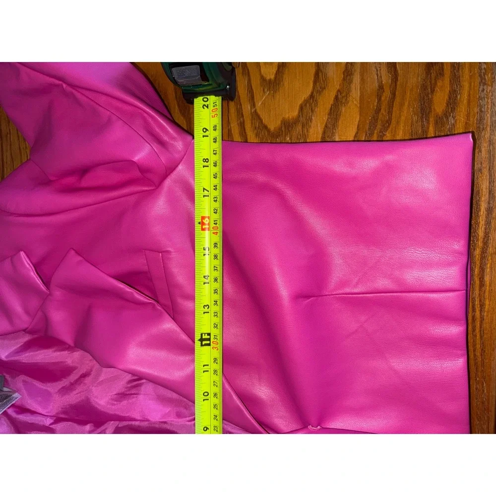 Sans Souci Hot Pink‎ Cropped Faux Leather Blazer Jacket Size medium